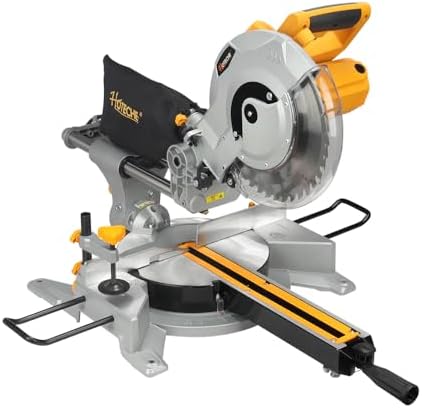 Hoteche 7 1/4 Inch Miter Saw 7 5A Compound Single Bevel Chop Saw with Laser and Blade for Wood and Metal Working
