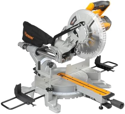 Hoteche 7 1/4 Inch Miter Saw 7 5A Compound Single Bevel Chop Saw with Laser and Blade for Wood and Metal Working