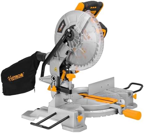 Hoteche 7 1/4 Inch Miter Saw 7 5A Compound Single Bevel Chop Saw with Laser and Blade for Wood and Metal Working
