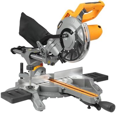 Hoteche 7 1/4 Inch Miter Saw 7 5A Compound Single Bevel Chop Saw with Laser and Blade for Wood and Metal Working