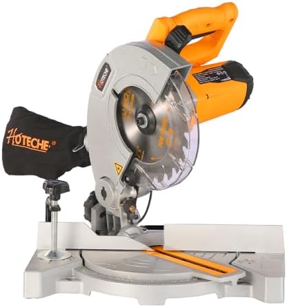 Hoteche 7 1/4 Inch Miter Saw 7 5A Compound Single Bevel Chop Saw with Laser and Blade for Wood and Metal Working