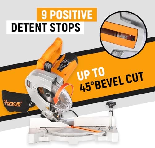 Hoteche 7 1/4 Inch Miter Saw 7 5A Compound Single Bevel Chop Saw with Laser and Blade for Wood and Metal Working