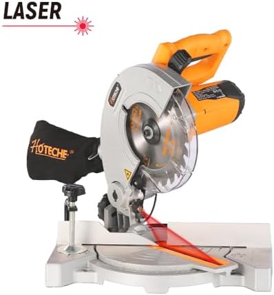 Hoteche 7 1/4 Inch Miter Saw 7 5A Compound Single Bevel Chop Saw with Laser and Blade for Wood and Metal Working
