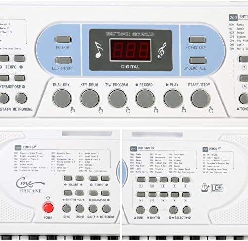 Hricane Keyboard Piano Lighted Keys for Beginner Adults Teens Kids  61 Key Electronic Music Keyboard with Teaching Modes Powered by USB or Battery with LCD Display Microphone Headphone Jack