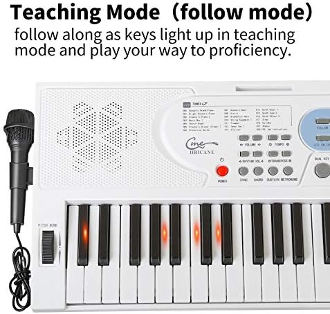 Hricane Keyboard Piano Lighted Keys for Beginner Adults Teens Kids  61 Key Electronic Music Keyboard with Teaching Modes Powered by USB or Battery with LCD Display Microphone Headphone Jack