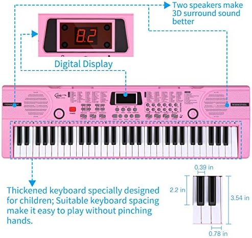 Hricane Keyboard Piano Lighted Keys for Beginner Adults Teens Kids  61 Key Electronic Music Keyboard with Teaching Modes Powered by USB or Battery with LCD Display Microphone Headphone Jack