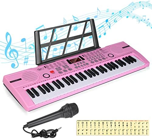 Hricane Keyboard Piano Lighted Keys for Beginner Adults Teens Kids  61 Key Electronic Music Keyboard with Teaching Modes Powered by USB or Battery with LCD Display Microphone Headphone Jack