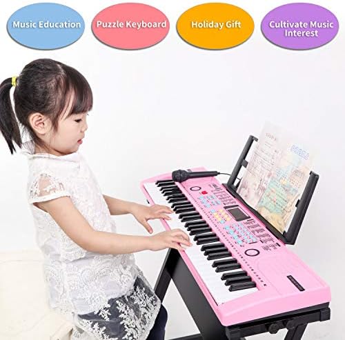 Hricane Keyboard Piano Lighted Keys for Beginner Adults Teens Kids  61 Key Electronic Music Keyboard with Teaching Modes Powered by USB or Battery with LCD Display Microphone Headphone Jack