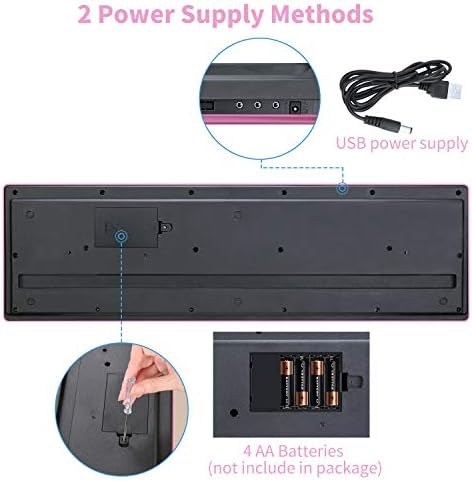 Hricane Keyboard Piano Lighted Keys for Beginner Adults Teens Kids  61 Key Electronic Music Keyboard with Teaching Modes Powered by USB or Battery with LCD Display Microphone Headphone Jack