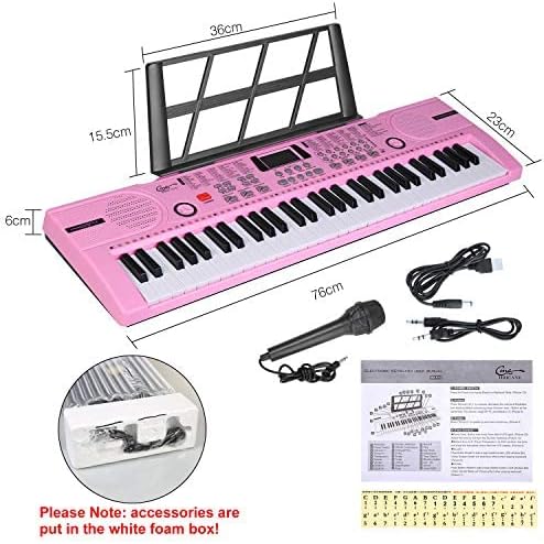 Hricane Keyboard Piano Lighted Keys for Beginner Adults Teens Kids  61 Key Electronic Music Keyboard with Teaching Modes Powered by USB or Battery with LCD Display Microphone Headphone Jack