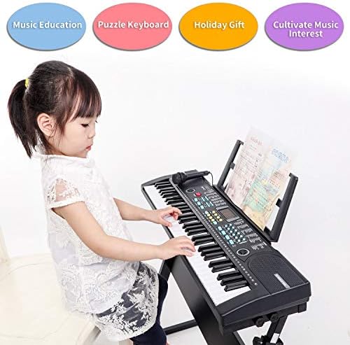 Hricane Keyboard Piano Lighted Keys for Beginner Adults Teens Kids  61 Key Electronic Music Keyboard with Teaching Modes Powered by USB or Battery with LCD Display Microphone Headphone Jack