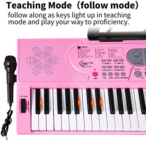 Hricane Keyboard Piano Lighted Keys for Beginner Adults Teens Kids  61 Key Electronic Music Keyboard with Teaching Modes Powered by USB or Battery with LCD Display Microphone Headphone Jack