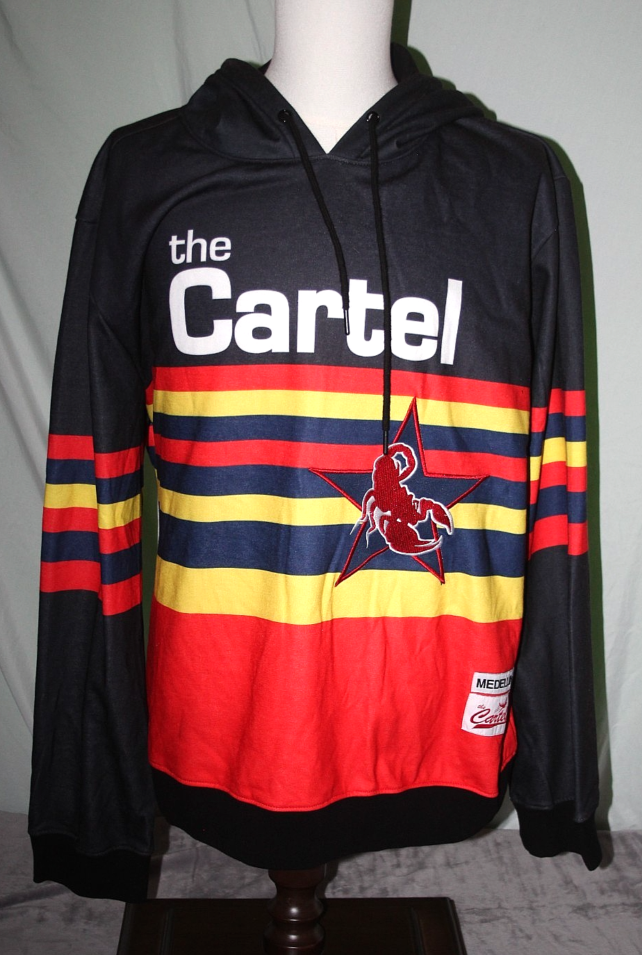 Sudadera con capucha del Cartel del Hudson 4XL Escobar Medellín cosida #49 Scorpion Black Pullover