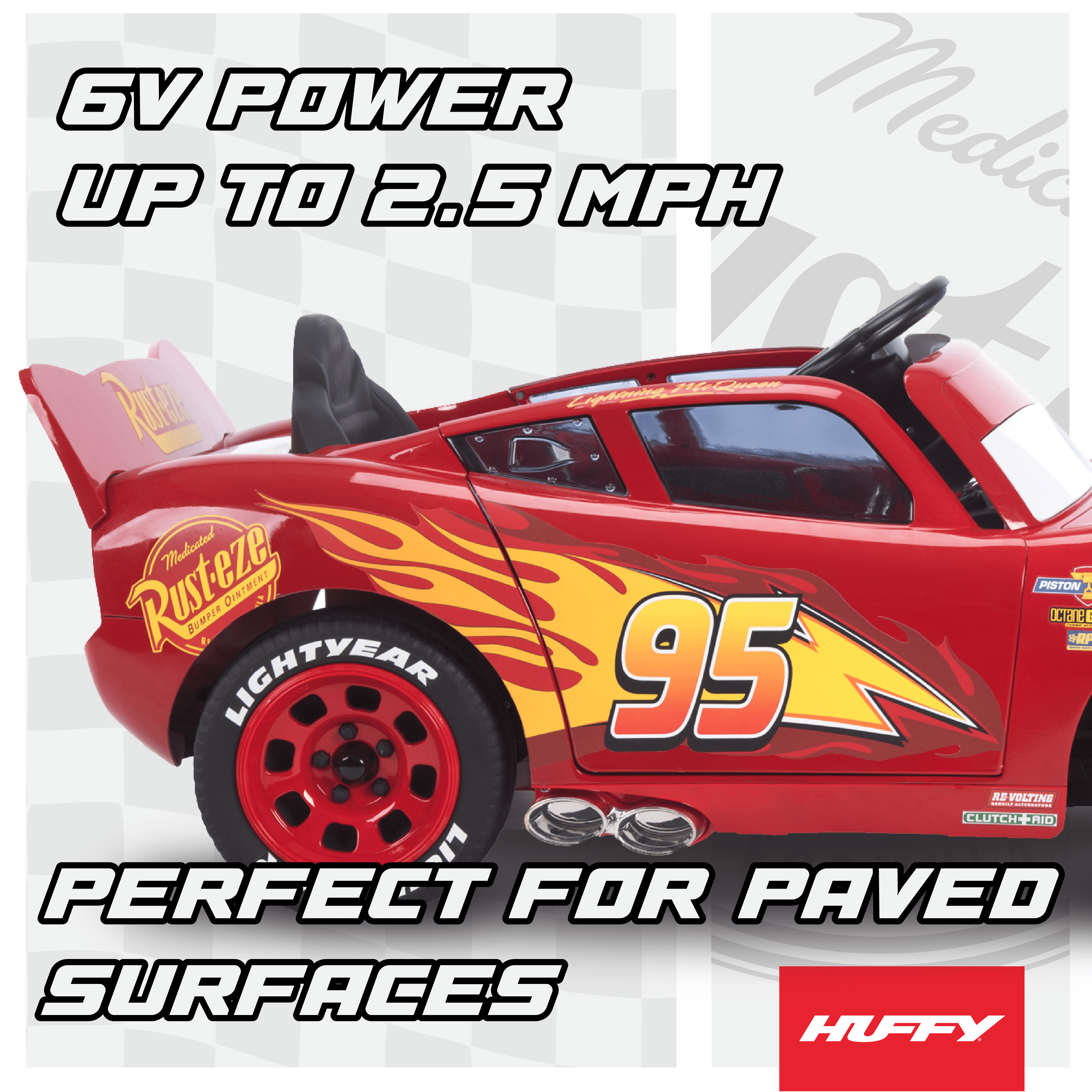 Huffy 6V Disney Pixar Lightning McQueen Ride On Toy  Kids Ages 3 7  Red