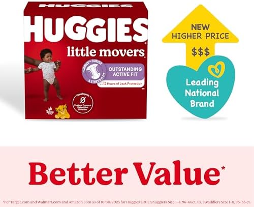 Huggies Size 4 Diapers  Little Movers Baby Diapers  Size 4  22 37 lbs   120 Count  Packaging May Vary
