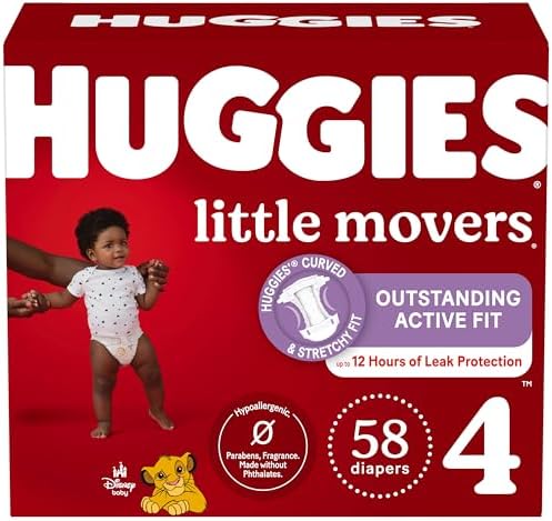 Huggies Size 4 Diapers  Little Movers Baby Diapers  Size 4  22 37 lbs   120 Count  Packaging May Vary