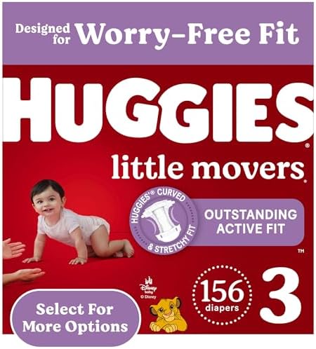 Huggies Size 4 Diapers  Little Movers Baby Diapers  Size 4  22 37 lbs   120 Count  Packaging May Vary