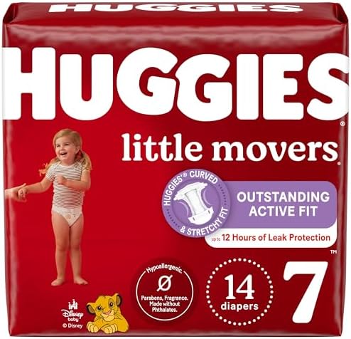 Huggies Size 4 Diapers  Little Movers Baby Diapers  Size 4  22 37 lbs   120 Count  Packaging May Vary