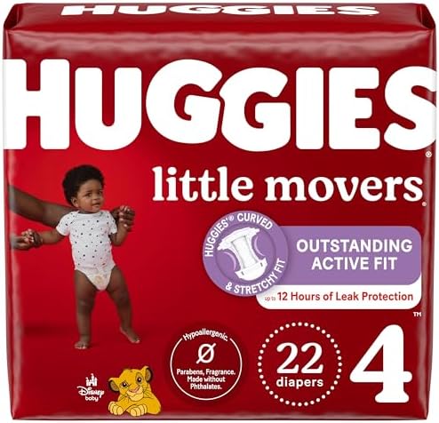 Huggies Size 4 Diapers  Little Movers Baby Diapers  Size 4  22 37 lbs   120 Count  Packaging May Vary
