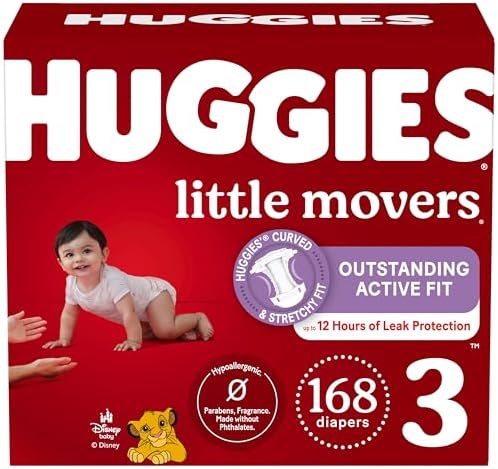 Huggies Size 4 Diapers  Little Movers Baby Diapers  Size 4  22 37 lbs   120 Count  Packaging May Vary