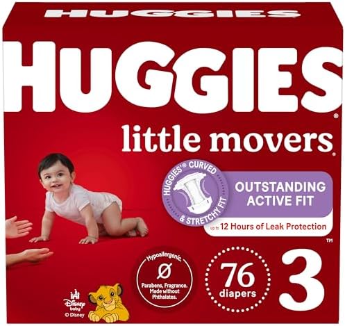 Huggies Size 4 Diapers  Little Movers Baby Diapers  Size 4  22 37 lbs   120 Count  Packaging May Vary