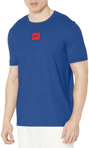 Hugo Mens Ribbed Crew Neck Regular Fit Center Logo T Shirt