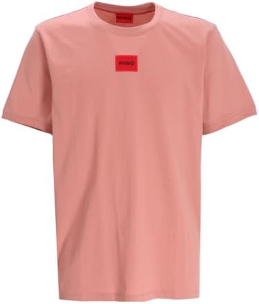 Hugo Mens Ribbed Crew Neck Regular Fit Center Logo T Shirt