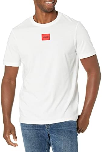 Hugo Mens Ribbed Crew Neck Regular Fit Center Logo T Shirt