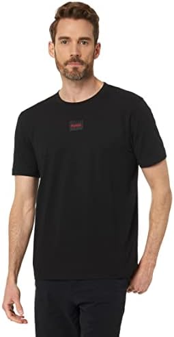 Hugo Mens Ribbed Crew Neck Regular Fit Center Logo T Shirt