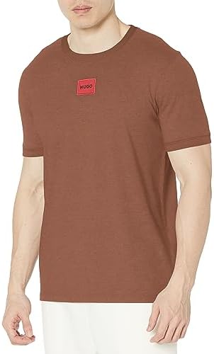 Hugo Mens Ribbed Crew Neck Regular Fit Center Logo T Shirt