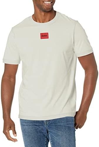 Hugo Mens Ribbed Crew Neck Regular Fit Center Logo T Shirt