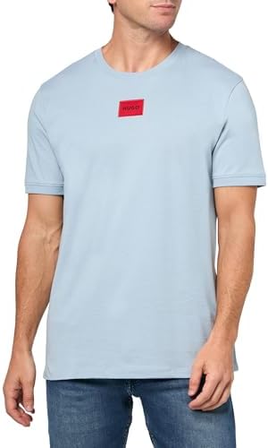 Hugo Mens Ribbed Crew Neck Regular Fit Center Logo T Shirt