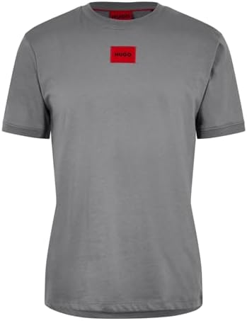 Hugo Mens Ribbed Crew Neck Regular Fit Center Logo T Shirt