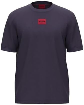Hugo Mens Ribbed Crew Neck Regular Fit Center Logo T Shirt