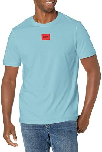 Hugo Mens Ribbed Crew Neck Regular Fit Center Logo T Shirt