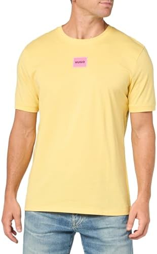 Hugo Mens Ribbed Crew Neck Regular Fit Center Logo T Shirt