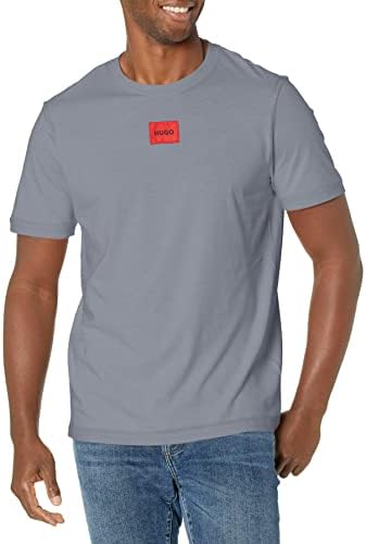 Hugo Mens Ribbed Crew Neck Regular Fit Center Logo T Shirt