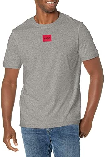 Hugo Mens Ribbed Crew Neck Regular Fit Center Logo T Shirt