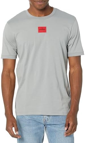 Hugo Mens Ribbed Crew Neck Regular Fit Center Logo T Shirt