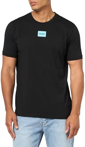 Hugo Mens Ribbed Crew Neck Regular Fit Center Logo T Shirt