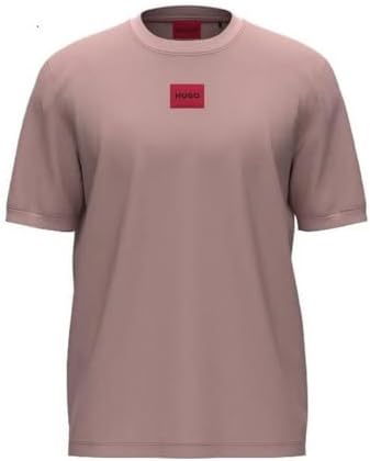 Hugo Mens Ribbed Crew Neck Regular Fit Center Logo T Shirt