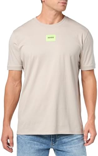 Hugo Mens Ribbed Crew Neck Regular Fit Center Logo T Shirt