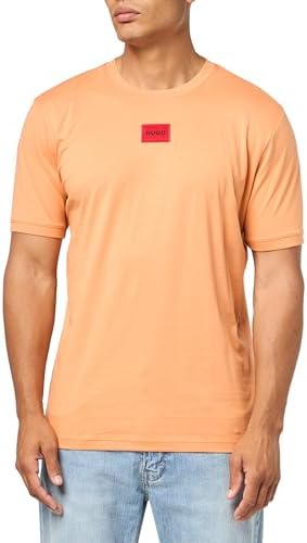 Hugo Mens Ribbed Crew Neck Regular Fit Center Logo T Shirt