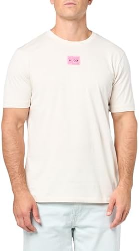 Hugo Mens Ribbed Crew Neck Regular Fit Center Logo T Shirt