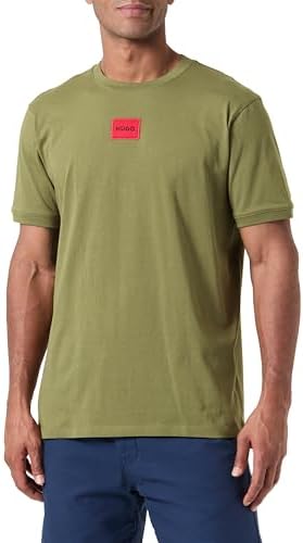 Hugo Mens Ribbed Crew Neck Regular Fit Center Logo T Shirt