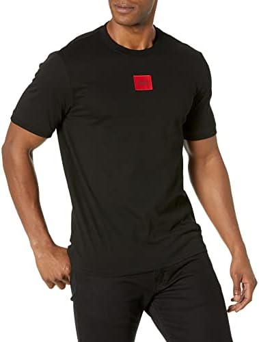 Hugo Mens Ribbed Crew Neck Regular Fit Center Logo T Shirt
