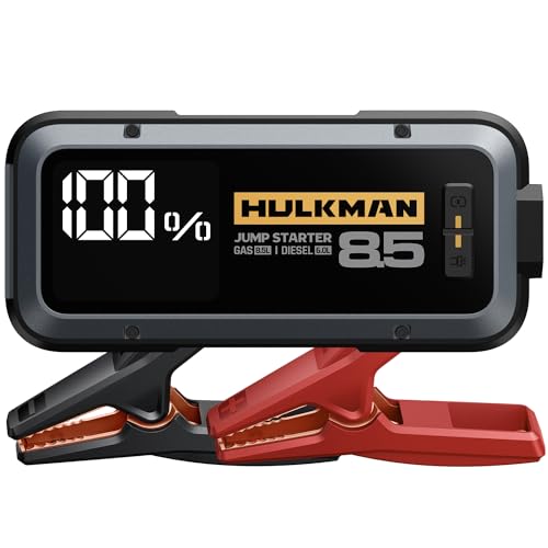 Hulkman Alpha85 Space Gray 2000A 74Wh Smart Jump Starter 12V Portable Car Battery Booster with 3 3 Display USB C Power Pack 5 Mode Flashlight Jumper Cables for up to 8 5L Gas/6 0L Diesel
