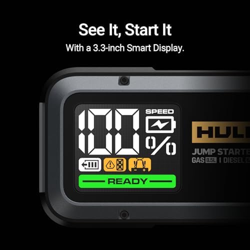 Hulkman Alpha85 Space Gray 2000A 74Wh Smart Jump Starter 12V Portable Car Battery Booster with 3 3 Display USB C Power Pack 5 Mode Flashlight Jumper Cables for up to 8 5L Gas/6 0L Diesel