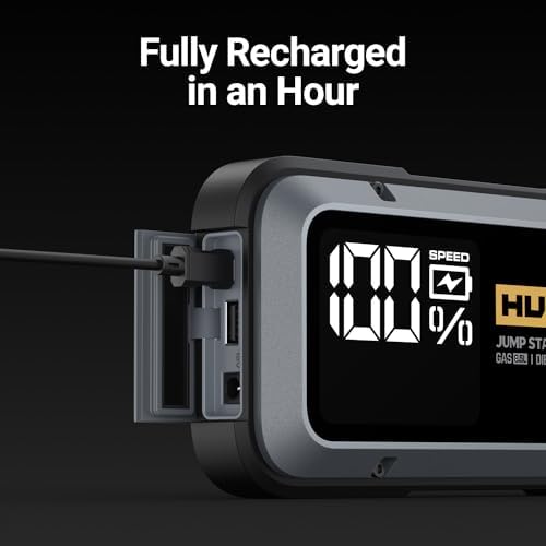 Hulkman Alpha85 Space Gray 2000A 74Wh Smart Jump Starter 12V Portable Car Battery Booster with 3 3 Display USB C Power Pack 5 Mode Flashlight Jumper Cables for up to 8 5L Gas/6 0L Diesel