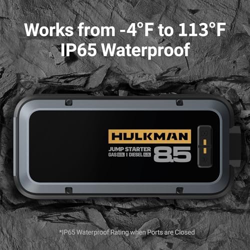 Hulkman Alpha85 Space Gray 2000A 74Wh Smart Jump Starter 12V Portable Car Battery Booster with 3 3 Display USB C Power Pack 5 Mode Flashlight Jumper Cables for up to 8 5L Gas/6 0L Diesel